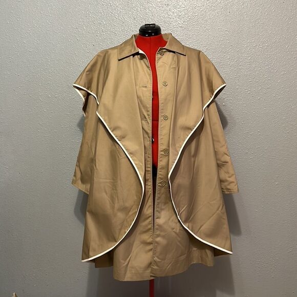 Vintage 1970 Bonnie Cashin khaki cape coat with duster size 14 - Picture 7 of 17